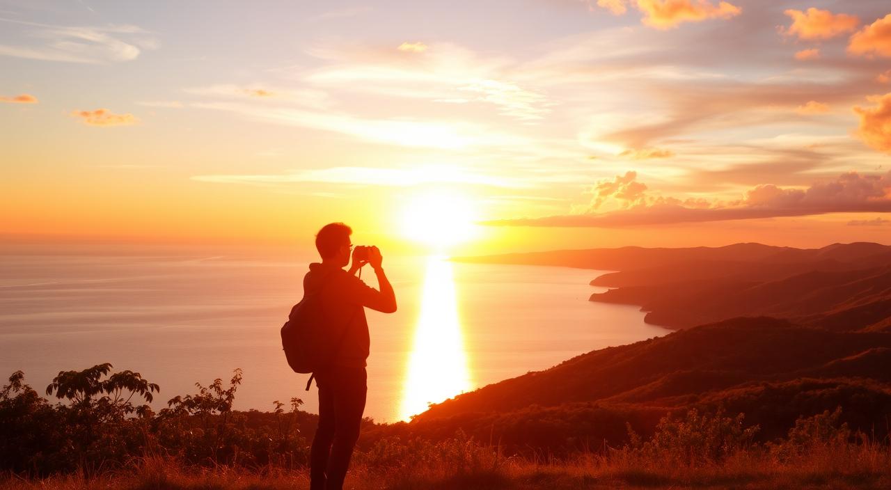 aproveitando a luz do pôr do sol